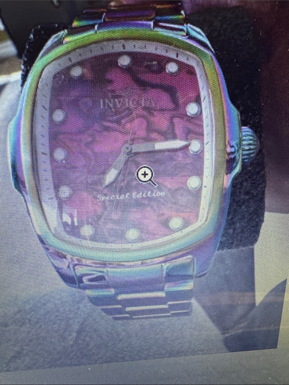 Invicta Grand Lupah purple Abalone Iridescent stainless steel watch